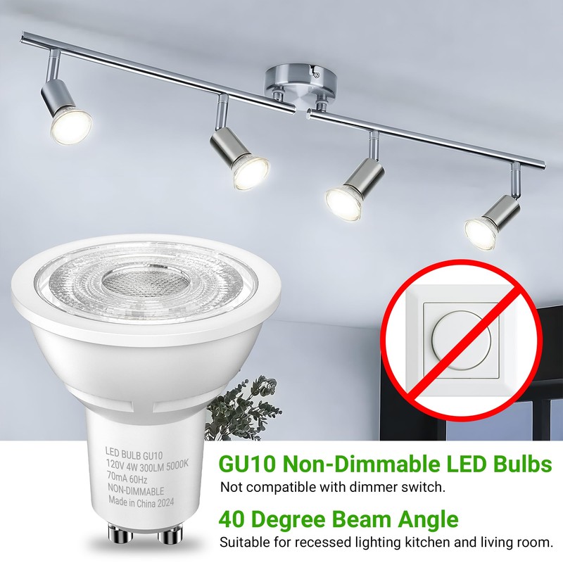 TJOY GU10 LED Light Bulbs Non-Dimmable, 4W, 5000K Daylight White,