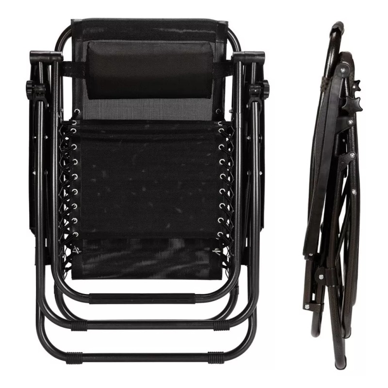 Plasticocina Silla Plegable Gravedad Cero Reclinable Calidad Jardín Negro