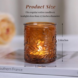 HAVITI 24 pcs Amber Votive Candle Holders, Tea Light Candle Holders for Wedding Centerpieces,Glass Candle Holders for Home Decoration Thanksgiving Christmas Party Supplies