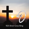 AINFQY Chakra Cross Ring 925 Sterling Silver Faith Adjustable Open