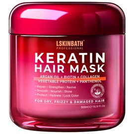LSKINBATH Professional Keratin Hair Mask, 16.9 Fl Oz, with Argan Oil, Biotin, Collagen, for Dry and Damaged Hair