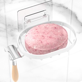 MASADI 3 Tier Soap Dish Holder, Wall Mounted Soap Tray with Drainage, Shampoo Bar Caddy for Shower Wall, Soap Savers, Razor Holder for Shower, Bar Soap Container 304 Stainless Steel, Bathroom(White)