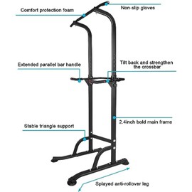 Sport Power Tower Workout Dip Station Pull Up, Height Adjustable for Home Gyms, Strength Training Fitness Equipment
