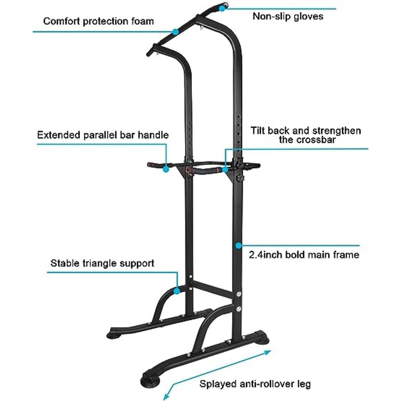 Sport Power Tower Workout Dip Station Pull Up, Height Adjustable