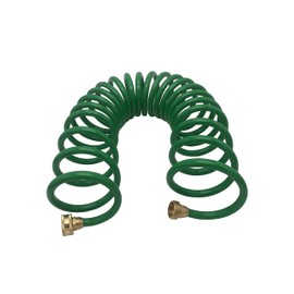 Powertech EVA Recoil Garden Hose, Green, 25 FT with Brass Connectors, 1 Pack