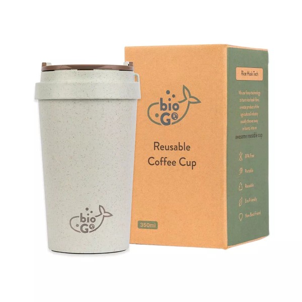 bioGo Rice Husk Fibre BPA-Free Reusable Coffee Cup 350ml -