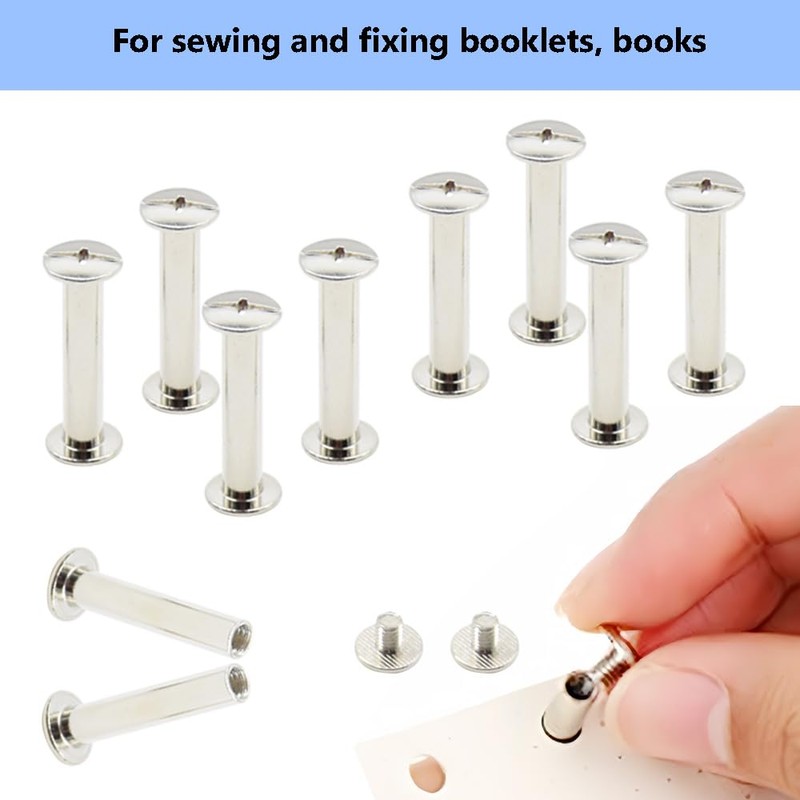 Ruidee 100Pcs/50Set Chicago Screws M5x25mm Book Binding Rivets Screw Posts