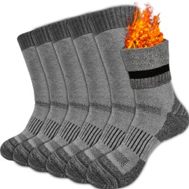 topline 6 Pairs Work Socks, Thermal Socks Men, Grey (6 Pairs), 40-46