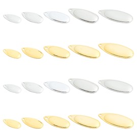 SUPERFINDINGS Over 60pcs 2 Colours 5 Sizes Iron Fishing Bait Oval Fish Bait Spinner Blades Easy Spin Spinner Bait for Making Baits DIY Fishing Lure Accessories Platinum and Gold