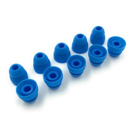 5 Pairs of Double Flange Replacement Earbud Tips fit Powerbeats, LG, Symphonized, iFrogz, Mpow, Skullcandy, Panasonic Headphones (Flash Blue)