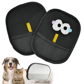 EKoo 2 Pcs Portable Pet Hair Remover Glove – Cute Reusable Grooming Glove for Removing Cat & Dog Hair from Furniture, Car Seats, Bedding, Carpets, and Clothes