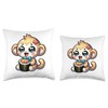 Cute Kawaii Monkey Neck Tie Eating Sushi Japanese Food Throw
