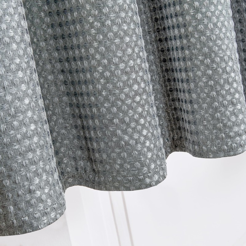 Home Queen Water Resistant Bathroom Window Curtains, Waffle Textured Half