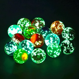 POPLAY 16PCS Marbles Assorted Colors, Glow in Dark Glass Marble for Kid Storage Gift, Marble Run Game