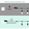 Waterproof Extension Cable for Solar Outdoor String Lights, 6 Ft