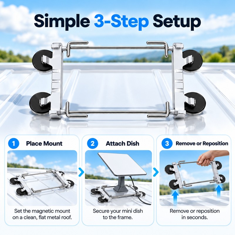 Starlink Mini Magnetic Roof Mount for Vehicles – Quick-Release Aluminum
