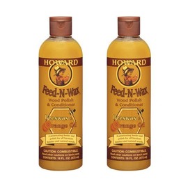 HOWARD Feed n Wax Wood & Conditioner Beeswax Polish, Orange, 16 Fl Oz, Pack of 2