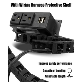 Drawer Outlet Kit with 2 15Amp AC Outlets & 2 USB Sockets 5V 2A, in Drawer Receptacle Kit for Bathroom Kitchen Bedroom Offices