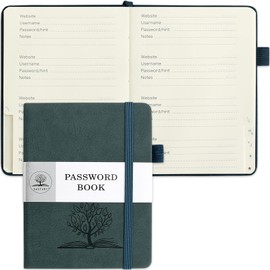 DAOFARY Password Book with Alphabetical Tabs - Small Password Keeper Book (5.6 * 4.3 in) with Inner Pocket, Hardcover Password Keeper Notebook for Log Internet Website Information (Lake Blue)
