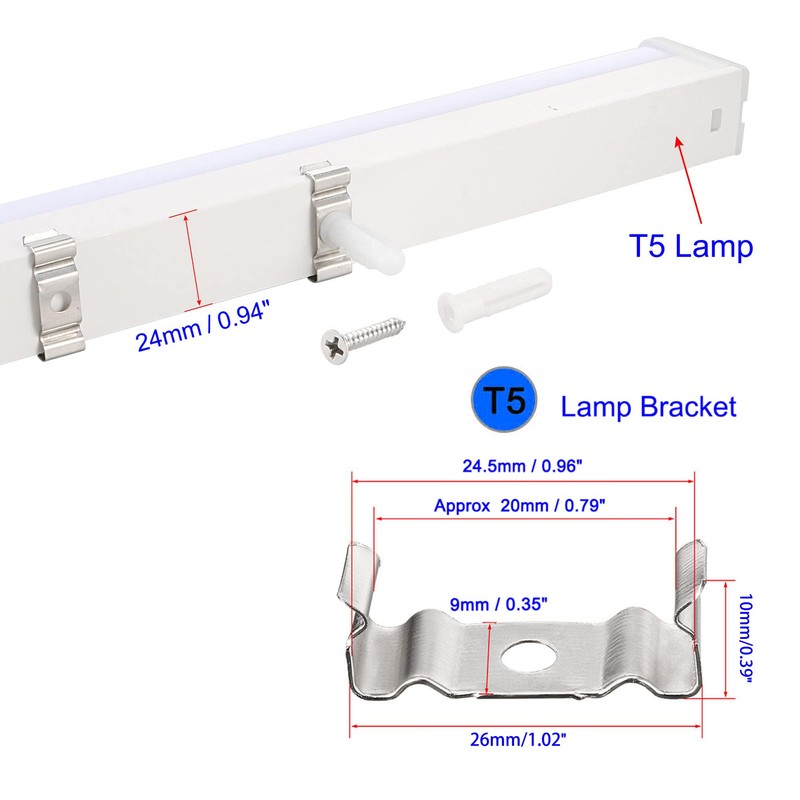 Boxonly T5 Clips Bracket Hanger Fluorescent Tube Light Fixture Holder