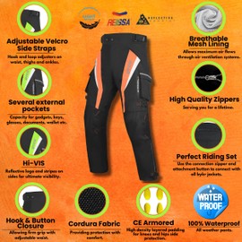 BYKR BYKR Motorcycle Pants for Men & Women Armored Cordura Overpants Enduro ATV Dual Sports Motocross Cargo Touring Adventure Pant (36WX34L, Orange), 32-40