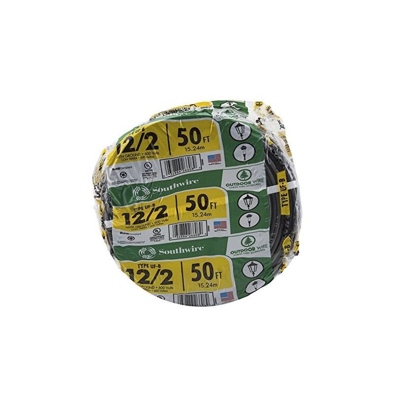 Southwire 13055922 12/2WG UF Wire 50-Foot, Copper