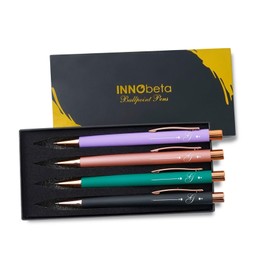 InnoBeta Monogrammed Gifts Ballpoint Pen Set of 4, Initial Letter Gifts for Housewarming, Birthday, Thanksgiving, Christmas - G