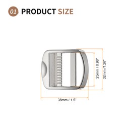 SUIKIHUM 6 Pack Metal Ladder Lock Buckle, 1 1/4" Tri-Glide Slider Buckle Adjustable, Strap Buckles Zinc Alloy for Backpack, Silver