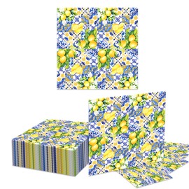 40 Stück Zitronen Deko Servietten, Hochwertige Zitronen Servietten für Geburtstag und Hochzeit, 33x33 cm Sommer Servietten für Partydekoration und Tischdeko