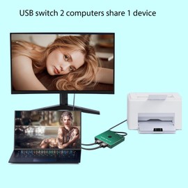 USB Switch 2 in 1 Out USB 3.0 Switch Selector Uni-Directional USB Switch 2 in 1 Out for Printer Scanner Keyboard USB KVM Switch (USB Cables were not Included). (US-KVM-001)