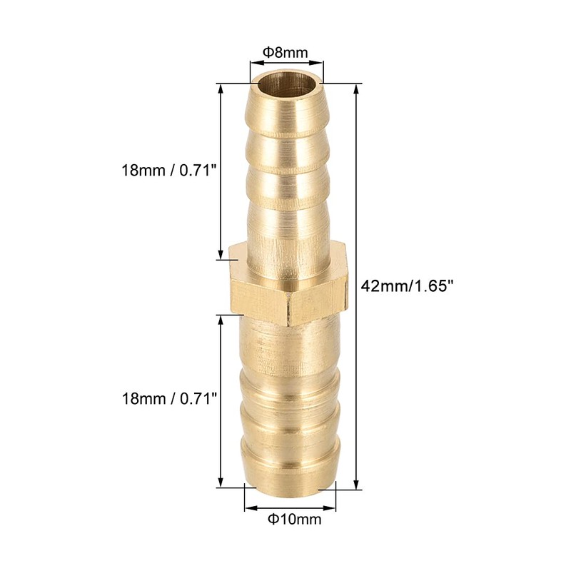 sourcing map Hose ID Brass Reducer Barb Hose Connection Adapter