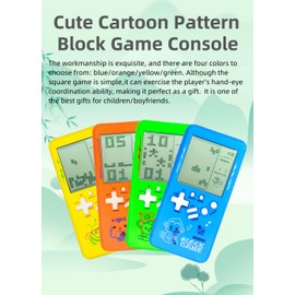 TAQY Cute cartoon Pattern Brick Game Console Built-in Multi-Block games Racing/Tank Battle Retro Pocket Game Machine Electronic game Portable Toys for children/adults (Orange)