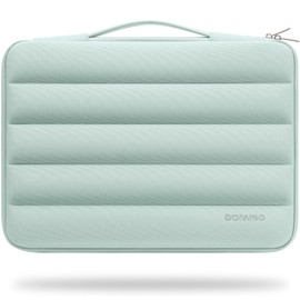 DOMISO 15.6 inch Laptop Sleeve Bag Shockproof Protective Carrying Case Water-Resistant Handbag with Handle Compatible with MacBook/HP/Dell,Mint Green