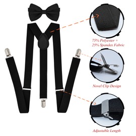 trilece Mens Bow Tie and Suspenders Set - Adjustable Wedding Tuxedo Formal Dress Suspenders for Men and Bowtie Strong Clips (1, Green)