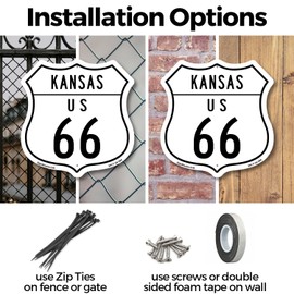 Kansas Route Marker Shield Sign Us 66 6 inch X 6 inch Shield Shaped Commercial Grade Plastic Sign Weather Resistant, UV Protected for Workplace Made in the USA