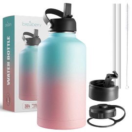 Brewberry Stainless Steel Insulated Water Bottle and Travel Mug for Hot and Cold Beverages, Wide Mouth, Double Wall Insulated Hydration Sports Water Bottle for Hiking, Biking, Outdoor, 64 OZ BPA Free