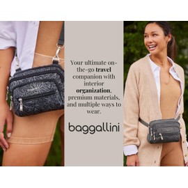 Baggallini womens Triple Zip Bagg cross body handbags, Midnight Blossom, One Size US