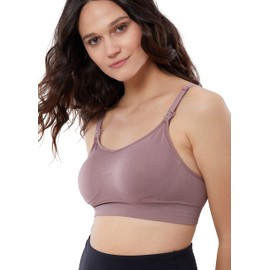 Ingrid & Isabel Basics Drop Cup Nursing Bra, Seamless Wireless Comfort, Mauve, Size Womens S