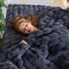 Lotus Karen Faux Fur Blanket Dark Gray Twin Size -