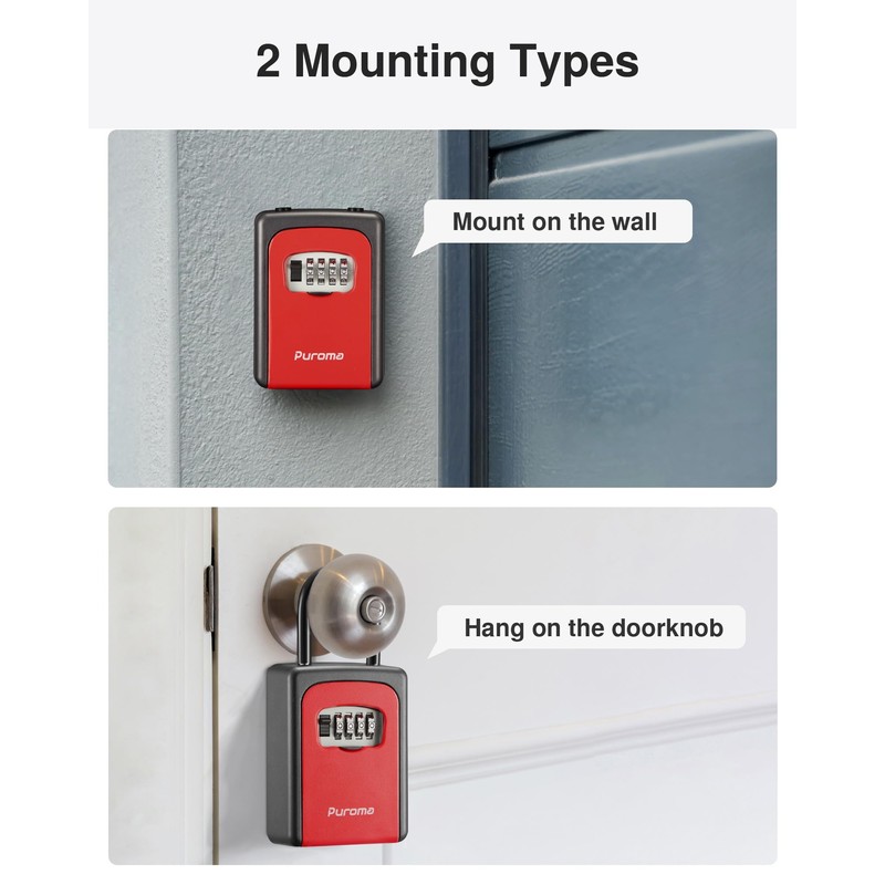 Puroma Lock Box, Large Key Lock Box Resettable Combination Code