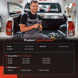 A-Premium Tailgate Support Cable Compatible with Dodge Ram 1500 2500 3500 1994-2002, 18-1/8 Inch, Rear Tailgate Driver and Passenger Side, 2-PC Set