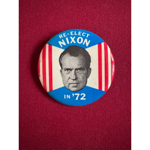 1972, Richard Nixon, "RE-ELECT NIXON" (3") Button (Scarce / Vintage)