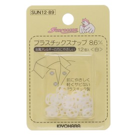 KIYOHARA sankokko- Plastic Snap 12 Pairs 8.6 mm White SUN12 – 89 