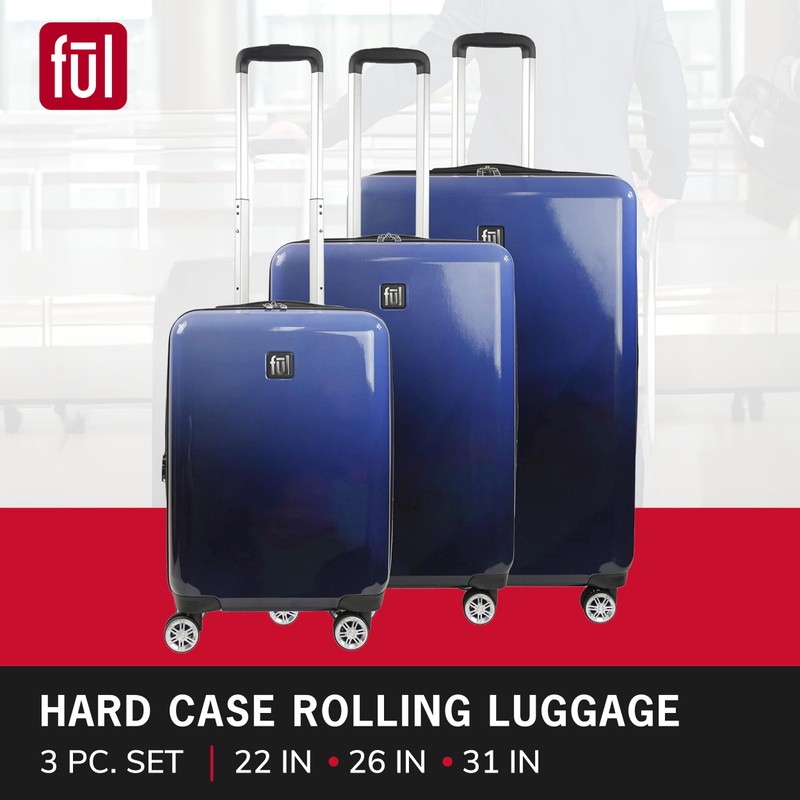 FUL 31 Inch Impulse Rolling Luggage, Ombre Hardshell Suitcase with