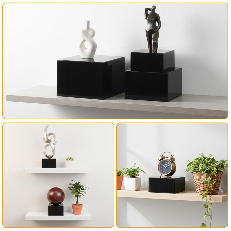 6 Pack Black Acrylic Risers for Display, 3 to 8