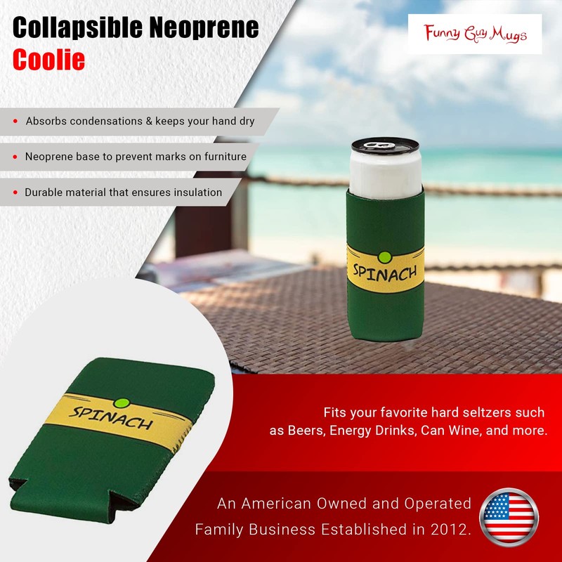 Funny Guy Mugs Spinach Collapsible Neoprene Slim Coolie - Drink