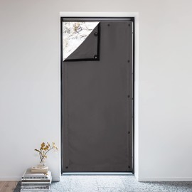 NICETOWN Kids Blackout Curtains with Suction Cups & Stick Stripes, Portable Blackout Shades for Travel Use Privacy Adjustable Curtains for RV Camper Door Window Covering, 35" W x 72" L, 1 PC, Grey