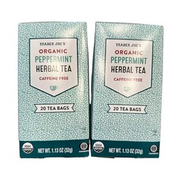 Trader Joes Peppermint Tea TWO PACK -- 40 Tea Bags -- Herbal No Caffeine