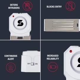 SABRE 120 dB Wedge Door Stop Security Alarm, Extremely Loud Wireless Alarm Siren Audible Up to 1,500 Ft., Non-Skid Pad, Compact Alarm Great for Home, Travel, Apartment or Dorm