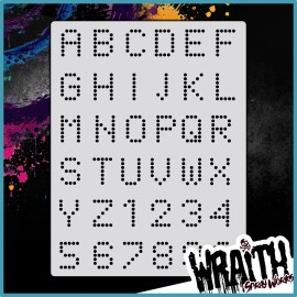 Wraith SprayWorks Dot Font #1 - Reusable Airbrush Stencil Template